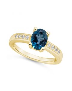 London Blue Topaz and Diamond Ring (1-5/8 ct.t.w and 1/8 ct.t.w) 14K Yellow Gold