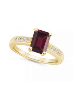 Garnet (2 ct .t.w.) and Diamond (1/8 ct .t.w.) Ring in 14K Yellow Gold