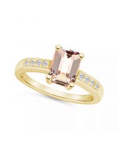 Morganite (1-3/8 ct .t.w.) and Diamond (1/8 ct .t.w.) Ring in 14K Yellow Gold