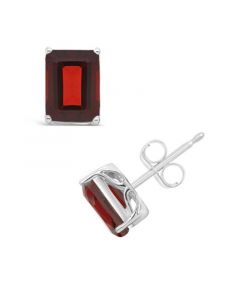 Garnet (3-7/8 ct. t.w.) Stud Earrings in 14K White Gold