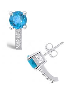 Topaz (2-1/3 ct. t.w.) and Diamond (1/8 ct. t.w.) Stud Earrings in 14K White Gold