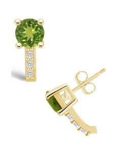 Peridot (1-7/8 ct. t.w.) and Diamond (1/8 ct. t.w.) Stud Earrings in 14K Yellow Gold