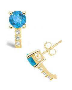 Topaz (2-1/3 ct. t.w.) and Diamond (1/8 ct. t.w.) Stud Earrings in 14K Yellow Gold