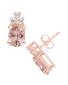 Morganite (2-1/3 ct. t.w.) and Diamond (1/5 ct. t.w.) Stud Earrings in 14K Rose Gold