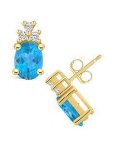 Topaz (3-1/5 ct. t.w.) and Diamond (1/5 ct. t.w.) Stud Earrings in 14K Yellow Gold