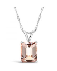 Morganite (3 ct. t.w.) Pendant Necklace in 14K White Gold