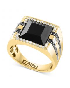 EFFY® Men's Onyx & Diamond Ring (3/4 ct. t.w.) in 14k Gold