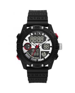 Men's Analog-Digital Black Silicone Strap Watch, 46mm