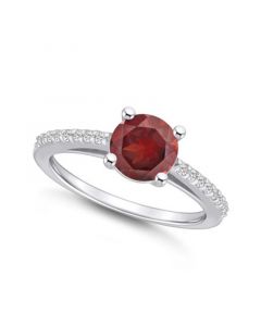 Garnet (1-5/8 ct. t.w.) and Diamond (1/6 ct. t.w.) Ring in 14K White Gold