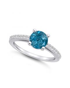 London Blue Topaz (1-5/8 ct. t.w.) and Diamond (1/6 ct. t.w.) Ring in 14K White Gold