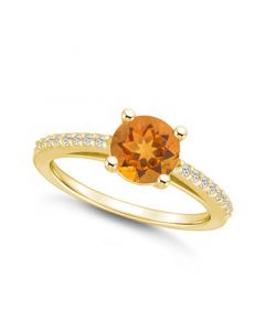 Citrine (1-1/4 ct. t.w.) and Diamond (1/6 ct. t.w.) Ring in 14K Yellow Gold