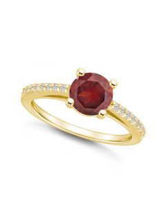 Garnet (1-5/8 ct. t.w.) and Diamond (1/6 ct. t.w.) Ring in 14K Yellow Gold