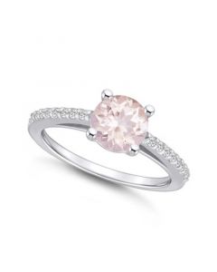 Morganite (1-1/4 ct. t.w.) and Diamond (1/6 ct. t.w.) Ring in 14K White Gold