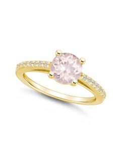 Morganite (1-1/4 ct. t.w.) and Diamond (1/6 ct. t.w.) Ring in 14K Yellow Gold