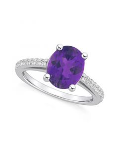 Amethyst (2-1/2 ct. t.w.) and Diamond (1/4 ct. t.w.) Ring in 14K White Gold