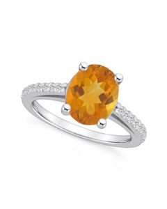 Citrine (2-1/2 ct. t.w.) and Diamond (1/4 ct. t.w.) Ring in 14K White Gold