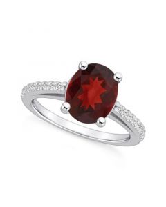 Garnet (3-1/10 ct. t.w.) and Diamond (1/4 ct. t.w.) Ring in 14K White Gold