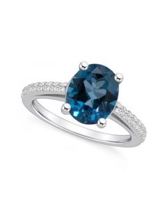 London Blue Topaz (3-5/8 ct. t.w.) and Diamond (1/4 ct. t.w.) Ring in 14K White Gold