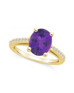 Amethyst (2-1/2 ct. t.w.) and Diamond (1/4 ct. t.w.) Ring in 14K Yellow Gold