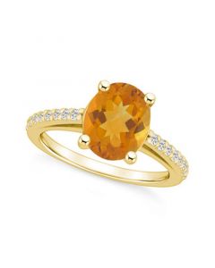 Citrine (2-1/2 ct. t.w.) and Diamond (1/4 ct. t.w.) Ring in 14K Yellow Gold