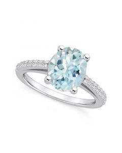 Aquamarine (2-1/2 ct. t.w.) and Diamond (1/4 ct. t.w.) Ring in 14K White Gold