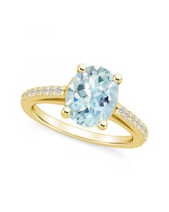 Aquamarine (2-1/2 ct. t.w.) and Diamond (1/4 ct. t.w.) Ring in 14K Yellow Gold