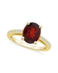 Garnet (3-1/10 ct. t.w.) and Diamond (1/4 ct. t.w.) Ring in 14K Yellow Gold