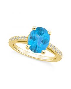 Blue Topaz (3-5/8 ct. t.w.) and Diamond (1/4 ct. t.w.) Ring in 14K Yellow Gold