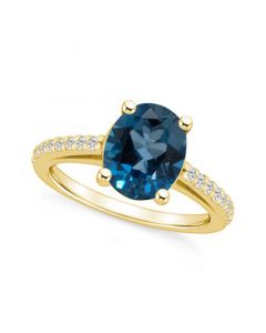 London Blue Topaz (3-5/8 ct. t.w.) and Diamond (1/4 ct. t.w.) Ring in 14K Yellow Gold