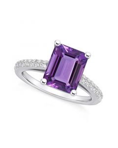 Amethyst (3-1/7 ct. t.w.) and Diamond (1/4 ct. t.w.) Ring in 14K White Gold