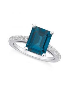 London Blue Topaz (4-1/4 ct. t.w.) and Diamond (1/4 ct. t.w.) Ring in 14K White Gold