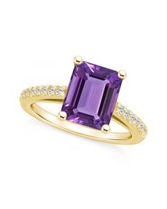 Amethyst (3-1/7 ct. t.w.) and Diamond (1/4 ct. t.w.) Ring in 14K Yellow Gold