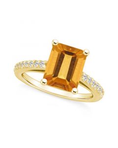 Citrine (3-1/7 ct. t.w.) and Diamond (1/4 ct. t.w.) Ring in 14K Yellow Gold