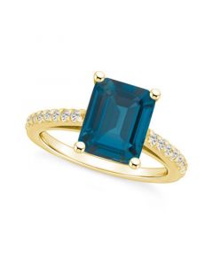 London Blue Topaz (4-1/4 ct. t.w.) and Diamond (1/4 ct. t.w.) Ring in 14K Yellow Gold