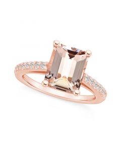 Morganite (3 ct. t.w.) and Diamond (1/4 ct. t.w.) Ring in 14K Rose Gold