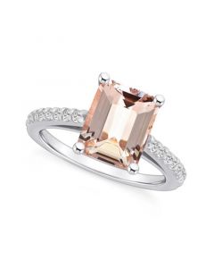 Morganite (3 ct. t.w.) and Diamond (1/4 ct. t.w.) Ring in 14K White Gold