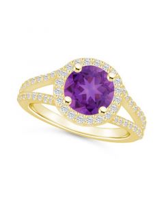 Amethyst (1-3/4 ct. t.w.) and Diamond (1/2 ct. t.w.) Ring in 14K Yellow Gold