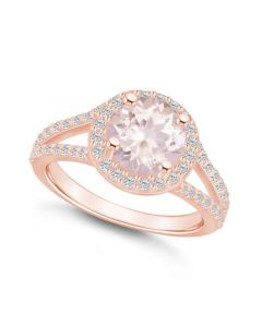 Morganite (1-7/8 ct. t.w.) and Diamond (1/2 ct. t.w.) Halo Ring in 14K Rose Gold