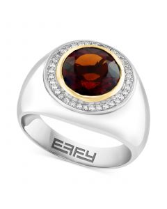 EFFY® Men's Madeira Citrine (3-1/2 ct. t.w.) & Diamond (1/8 ct. t.w.) Ring in Sterling Silver & 14k Gold-Plate