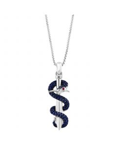 EFFY® Men's Sapphire (5/8 ct. t.w.) & Ruby Accent Snake & Sword 22" Pendant Necklace in Sterling Silver