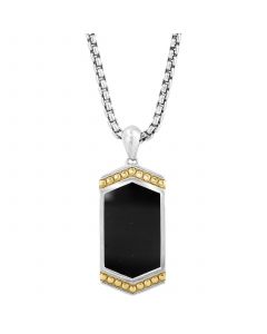 EFFY® Men's Onyx Dog Tag 22" Pendant Necklace in Sterling Silver & 18k Gold-Plate