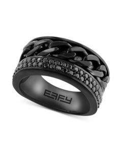 EFFY® Men's Black Spinel Pavé Chain Link Ring (1 ct. t.w.) in Black PVD-Plated Sterling Silver