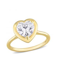 Moissanite in 10K Gold Heart Solitaire Engagement Ring