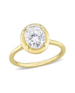 Moissanite in 10K Gold Oval Solitaire Engagement Ring