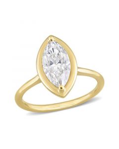 Moissanite in 10K Gold Marquise Solitaire Engagement Ring