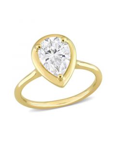 Moissanite in 10K Gold Pear Solitaire Engagement Ring