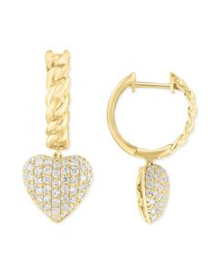 EFFY® Diamond Heart Dangle Hoop Earrings (7/8 ct. t.w.) in 14K Gold