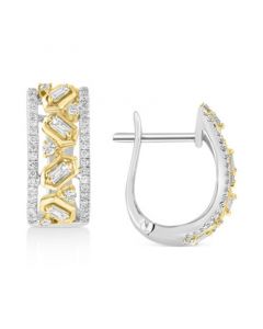 EFFY® Diamond Multi-Cluster Hoop Earrings (1/2 ct. t.w.) in 14k White Gold & Yellow Gold, 0.59"