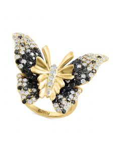 EFFY® Black Diamond (1-1/3 ct. t.w.) & White Diamond (1-1/2 ct. t.w.) Butterfly Statement Ring in 14k Gold