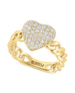 EFFY® Diamond Heart Cluster Chain Link Ring (5/8 ct. t.w.) in 14k Gold